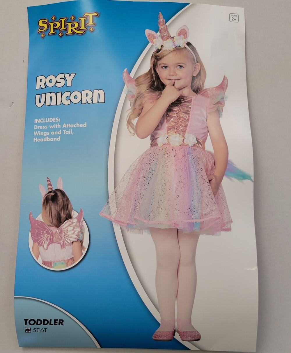 Toddler Winged Unicorn Costume Rosy Unicorn Glitter Dress up 6T Rainbow Tail